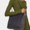 1969 vendbar tote Flip-veske i skinn