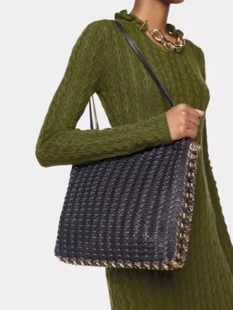 1969 vendbar tote Flip-veske i skinn