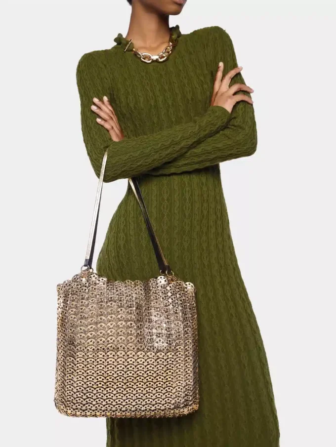 1969 vendbar tote Flip-veske i skinn