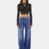 Baggy jeans i mørkvasket denim