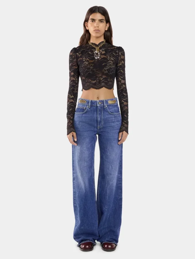 Baggy jeans i mørkvasket denim