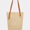 Beige raffia-veske med logo