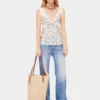 Beige raffia-veske med logo
