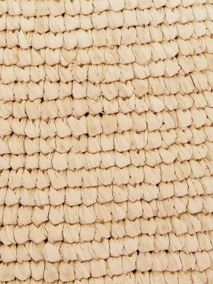 Beige raffia-veske med logo