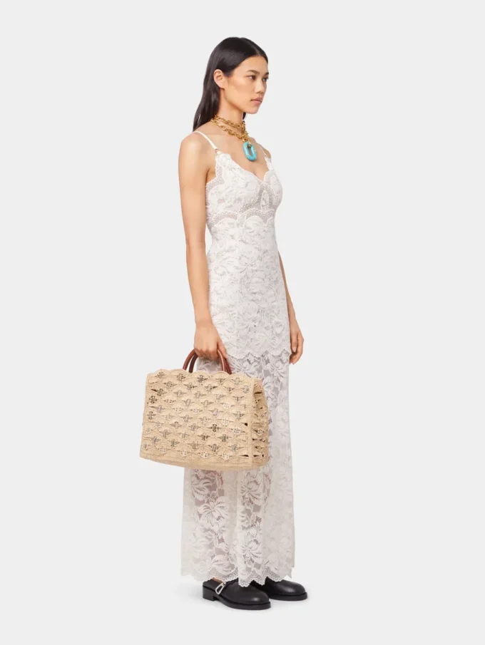 Beige totebag i raffia