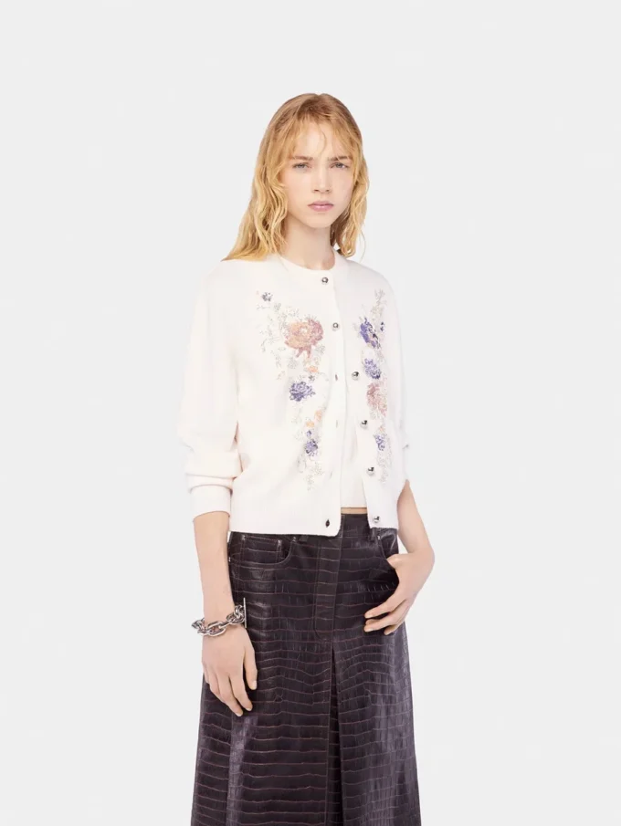 Brodert ullcardigan
