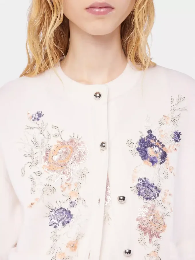 Brodert ullcardigan