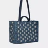Denimblå totebag i raffia