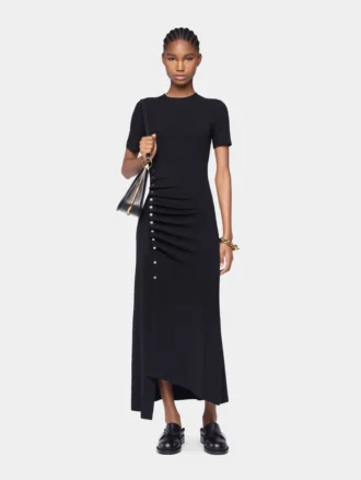 Draped lang kjole i jersey