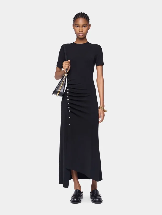 Draped lang kjole i jersey