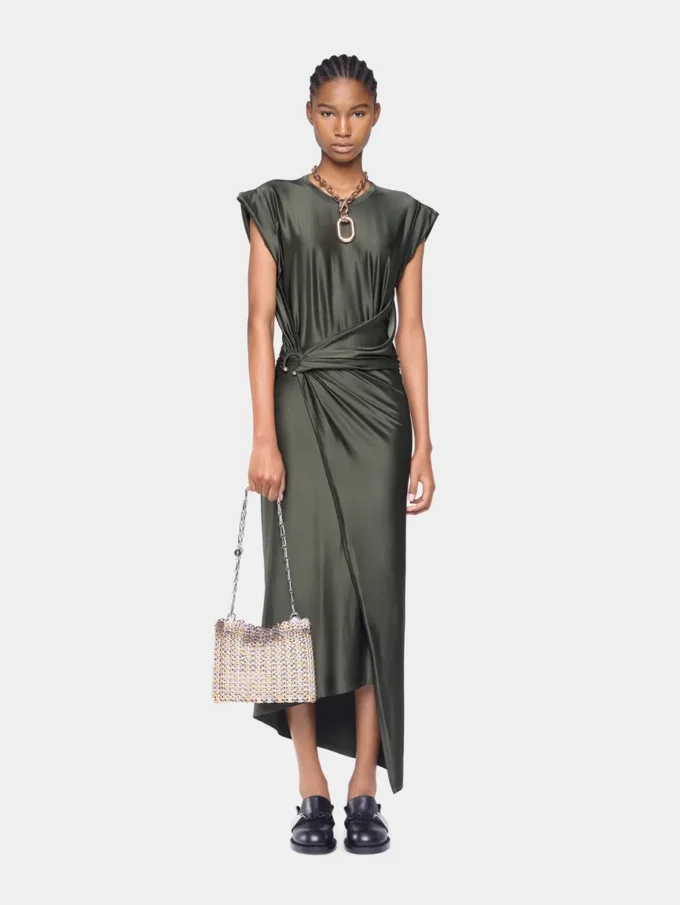 Draped lang kjole i jersey