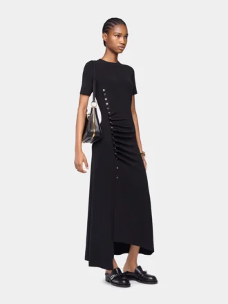 Draped lang kjole i jersey