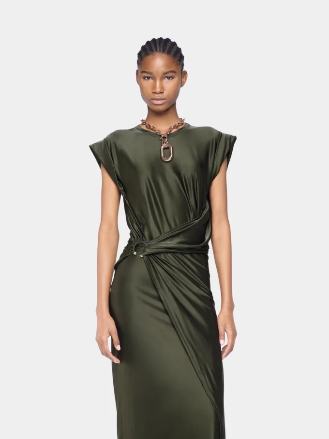 Draped lang kjole i jersey