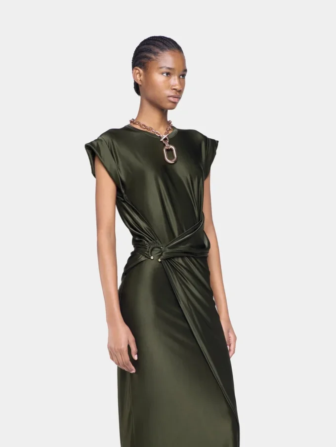 Draped lang kjole i jersey