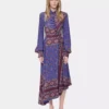 Draped midi-kjole i jersey med print