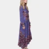 Draped midi-kjole i jersey med print