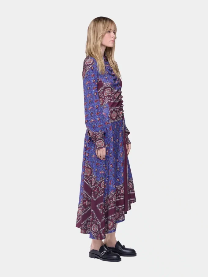 Draped midi-kjole i jersey med print