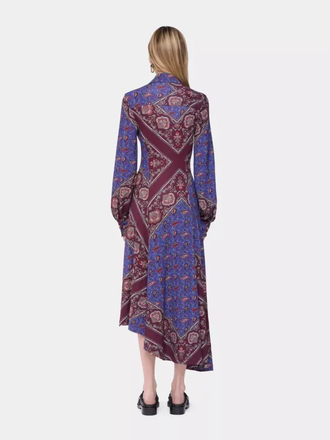 Draped midi-kjole i jersey med print