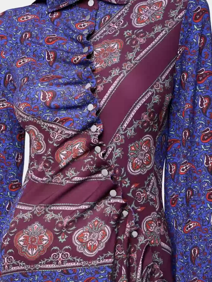 Draped midi-kjole i jersey med print