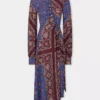 Draped midi-kjole i jersey med print
