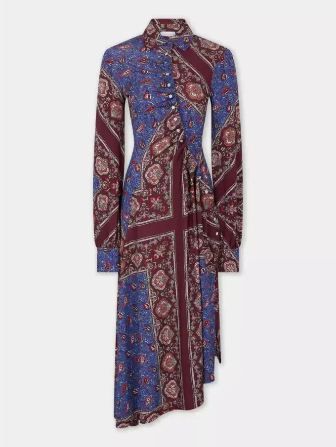 Draped midi-kjole i jersey med print