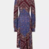 Draped midi-kjole i jersey med print