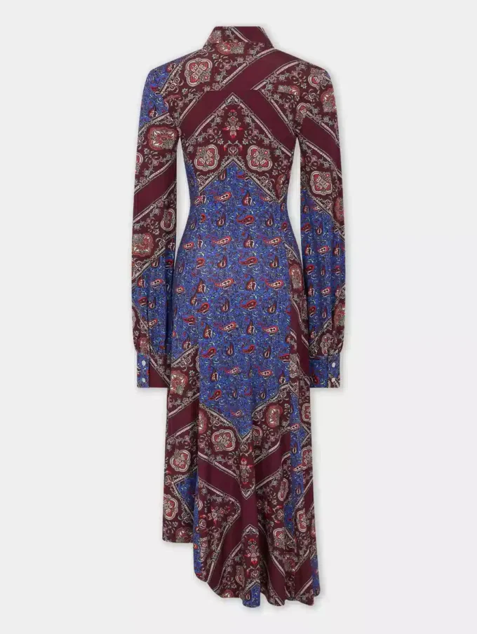 Draped midi-kjole i jersey med print