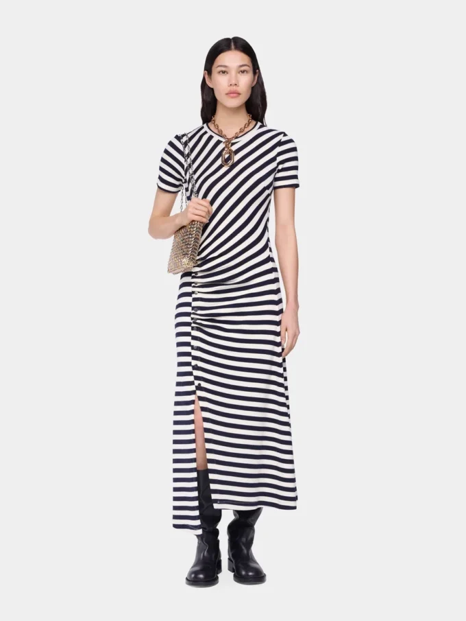 Draped midi-kjole i ull