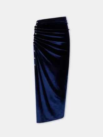 Draped midi-skjørt i fløyel