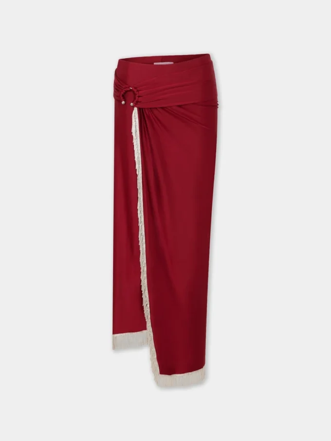 Draped midi-skjørt i jersey