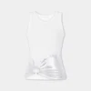Hvit tank-top med piercing i ribbet jersey