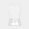 Hvit tank-top med piercing i ribbet jersey
