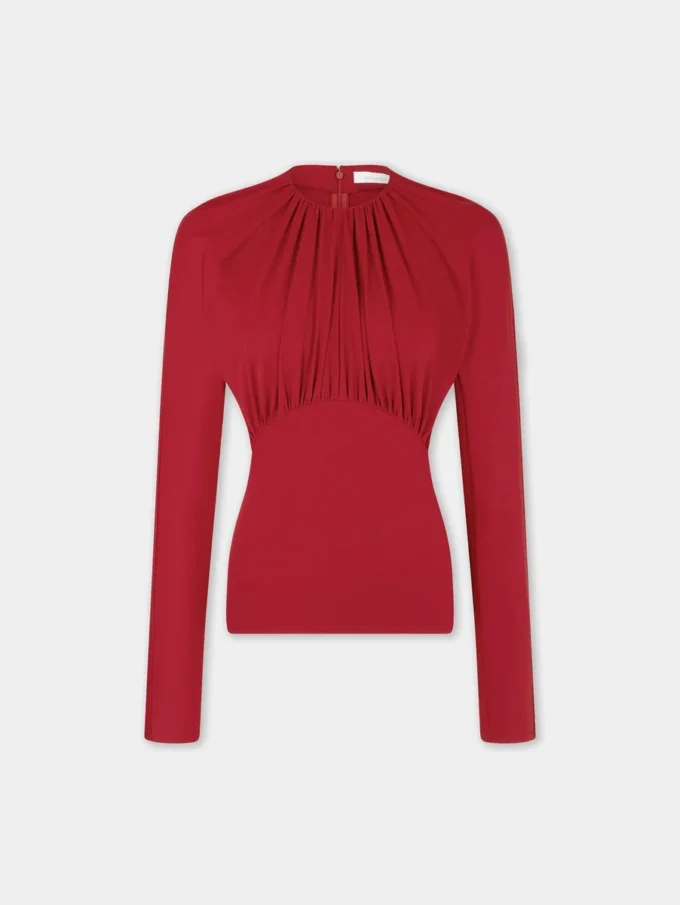 Jersey-top med rynkede detaljer