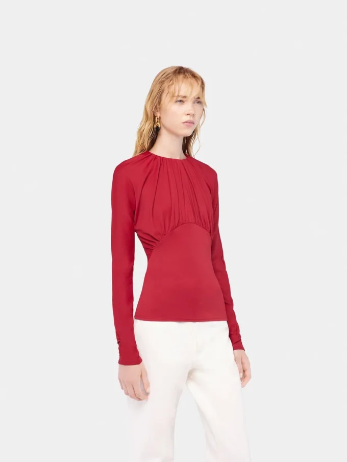 Jersey-top med rynkede detaljer