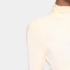 Kremfarget lang kjole i jersey