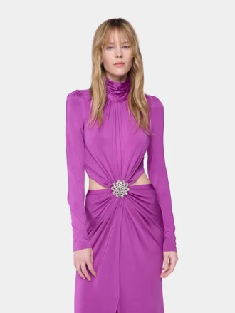 Lang kjole i fuchsia i jersey