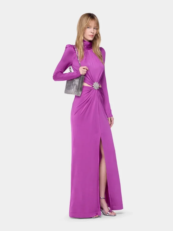 Lang kjole i fuchsia i jersey