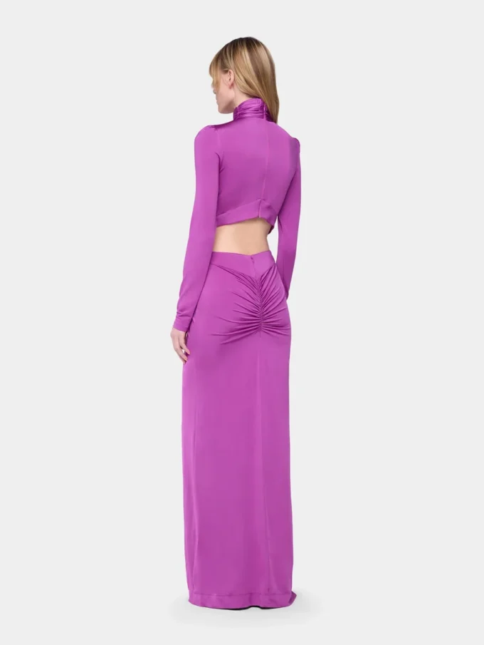 Lang kjole i fuchsia i jersey