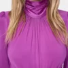 Lang kjole i fuchsia i jersey