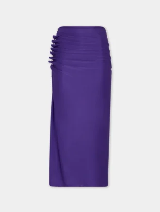Midi drapert jersey skjørt