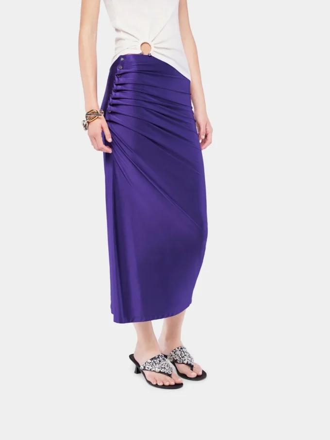 Midi drapert jersey skjørt