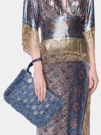 Pose i blå denim raffia
