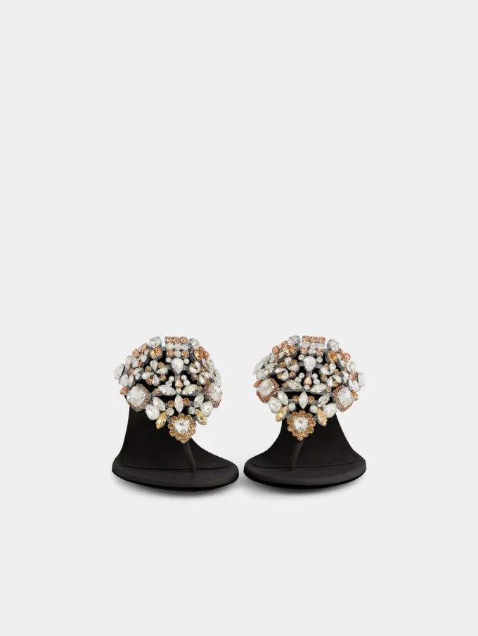 Sandaler med lav hæl og strass