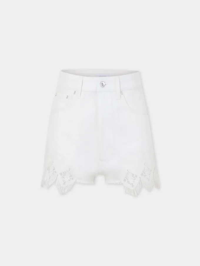 Shorts i denim med broderte detaljer