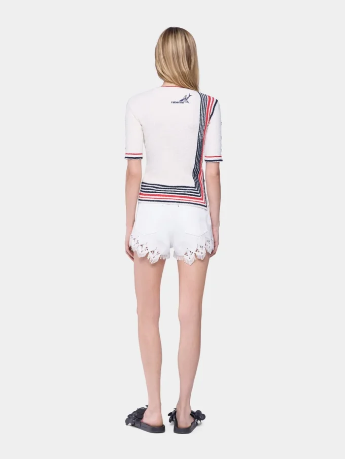 Shorts i denim med broderte detaljer