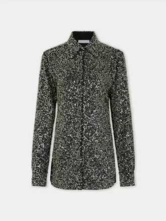 Skjorte i krepp med broderte paljetter