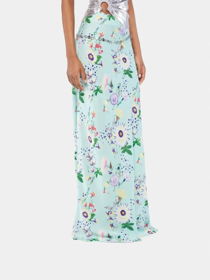 Skjørt med blomstermønster og kjettingdetaljer