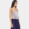 Sølvfarget tank-top i mesh