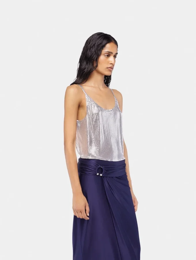 Sølvfarget tank-top i mesh