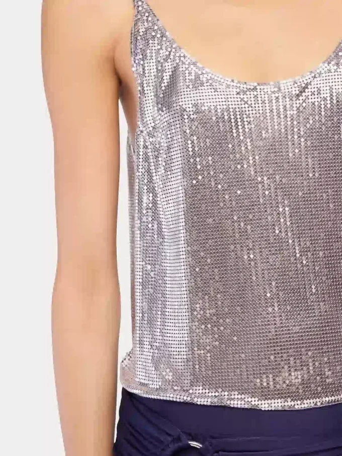 Sølvfarget tank-top i mesh